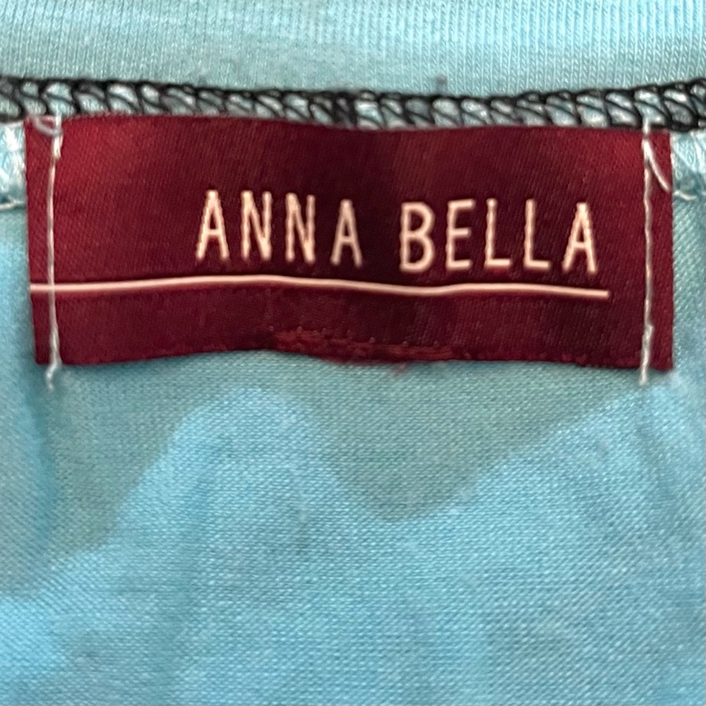 Anna Bella~T-Shirt Blouse-Size XL~Turquoise - Picture 6 of 8